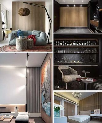 Внутренние панели стены WPC декоративные легкие устанавливают современный офис дизайн-отеля