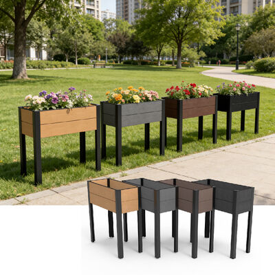 Современный поднятый сад с водонепроницаемым огнеупорным экологически чистым деревянным пластмассовым композитом для наружного использования