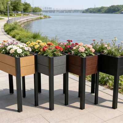 Современный поднятый сад с водонепроницаемым огнеупорным экологически чистым деревянным пластмассовым композитом для наружного использования