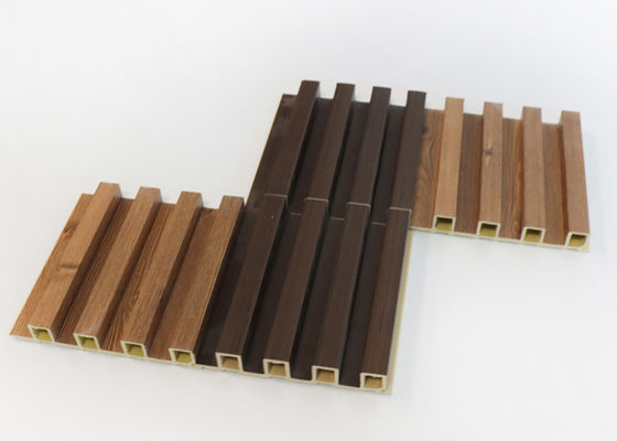 Крытая древесина украшения рифлить составную панель стены 160mm x 24mm WPC водоустойчивые